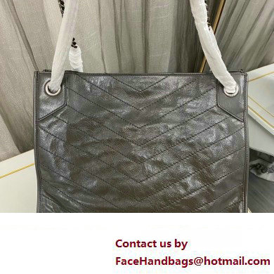 Saint Laurent Niki Shopping Bag in Vintage Leather 577999 Dark Gray