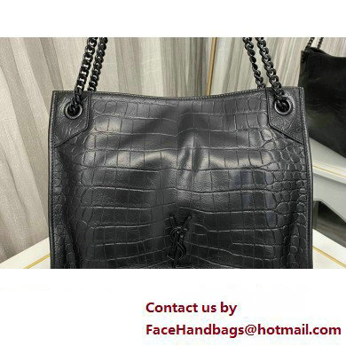 Saint Laurent Niki Shopping Bag in Vintage Leather 577999 crocodile-embossed leather Black