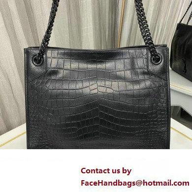 Saint Laurent Niki Shopping Bag in Vintage Leather 577999 crocodile-embossed leather Black