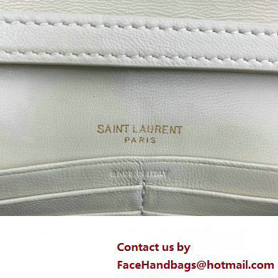 Saint Laurent cassandre matelasse carre chain wallet in lambskin 743346 Creamy/Gold