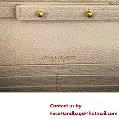 Saint Laurent cassandre matelasse chain wallet in grain de poudre embossed leather 377828 Pink/Gold