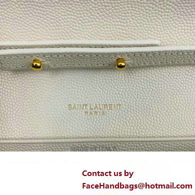 Saint Laurent cassandre matelasse chain wallet in grain de poudre embossed leather 377828 White/Gold