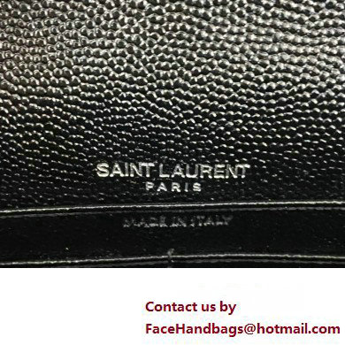 Saint Laurent cassandre matelasse envelope chain wallet in grain de poudre embossed leather 393953/742920/695108 Black/Silver