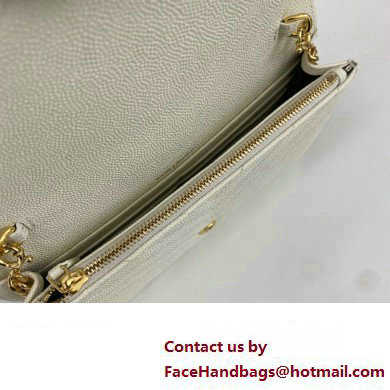 Saint Laurent cassandre matelasse envelope chain wallet in grain de poudre embossed leather 393953/742920/695108 White/Gold