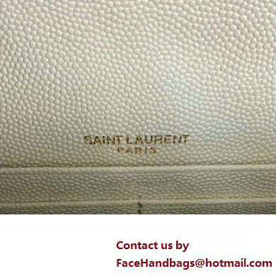 Saint Laurent cassandre matelasse envelope chain wallet in grain de poudre embossed leather 393953/742920/695108 White/Gold