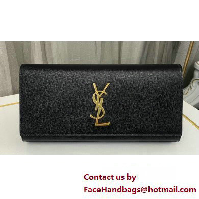 Saint Laurent kate clutch in grain de poudre embossed leather 326079 Black