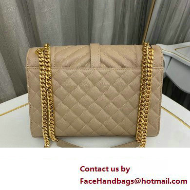 Saint Laurent medium envelope Bag in quilted grain de poudre embossed leather 600185 Beige