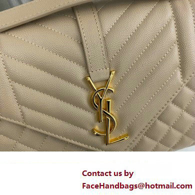 Saint Laurent medium envelope Bag in quilted grain de poudre embossed leather 600185 Beige