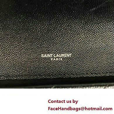 Saint Laurent medium envelope Bag in quilted grain de poudre embossed leather 600185 Black/Silver