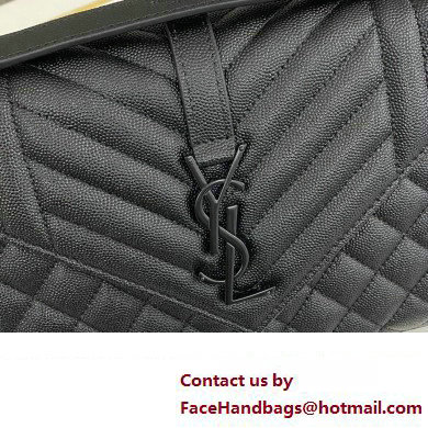 Saint Laurent medium envelope Bag in quilted grain de poudre embossed leather 600185 Black