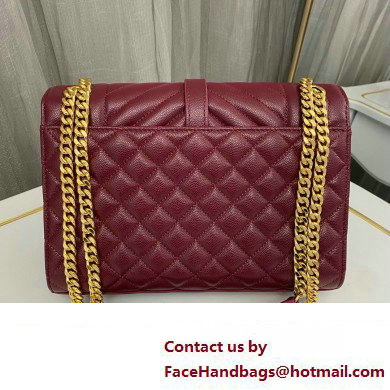 Saint Laurent medium envelope Bag in quilted grain de poudre embossed leather 600185 Dark Red