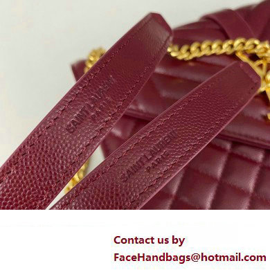 Saint Laurent medium envelope Bag in quilted grain de poudre embossed leather 600185 Dark Red