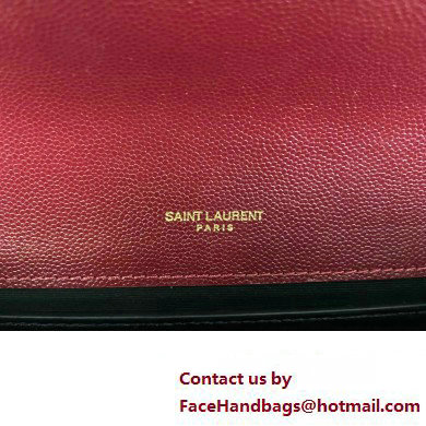 Saint Laurent medium envelope Bag in quilted grain de poudre embossed leather 600185 Dark Red