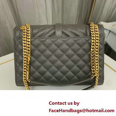 Saint Laurent medium envelope Bag in quilted grain de poudre embossed leather 600185 Gray