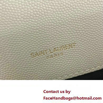 Saint Laurent medium envelope Bag in quilted grain de poudre embossed leather 600185 White