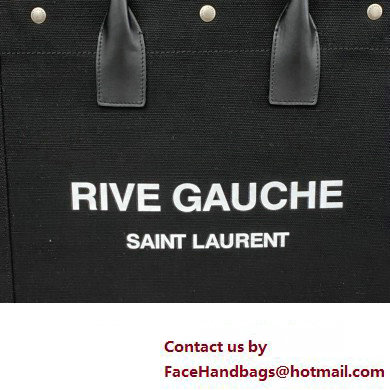 Saint Laurent rive gauche n/s shopping bag in linen and cotton 631682 Black