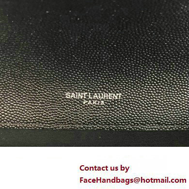 Saint Laurent small envelope Bag in quilted grain de poudre embossed leather 600195 Black/Silver