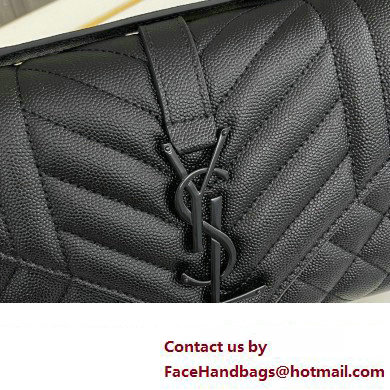 Saint Laurent small envelope Bag in quilted grain de poudre embossed leather 600195 Black