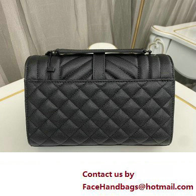 Saint Laurent small envelope Bag in quilted grain de poudre embossed leather 600195 Black