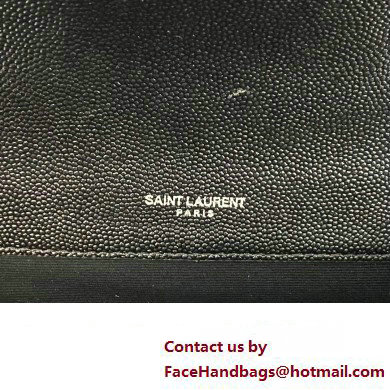 Saint Laurent small envelope Bag in quilted grain de poudre embossed leather 600195 Black