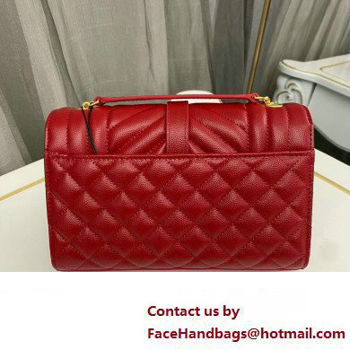 Saint Laurent small envelope Bag in quilted grain de poudre embossed leather 600195 Red