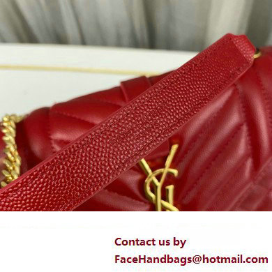 Saint Laurent small envelope Bag in quilted grain de poudre embossed leather 600195 Red