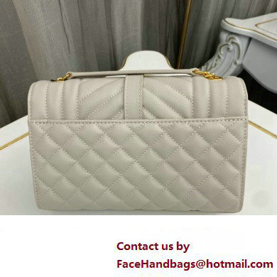 Saint Laurent small envelope Bag in quilted grain de poudre embossed leather 600195 White