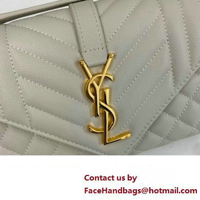 Saint Laurent small envelope Bag in quilted grain de poudre embossed leather 600195 White