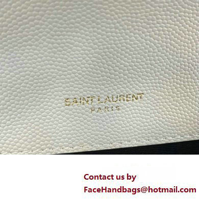 Saint Laurent small envelope Bag in quilted grain de poudre embossed leather 600195 White