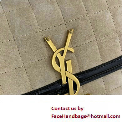 Saint Laurent solferino small bag in quilted nubuck suede 739139 Beige