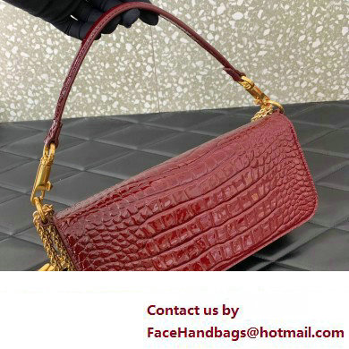 Valentino Loco Shoulder Bag In Croco Pattern Burgundy 2023