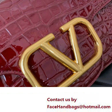 Valentino Loco Shoulder Bag In Croco Pattern Burgundy 2023