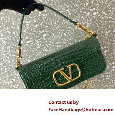 Valentino Loco Shoulder Bag In Croco Pattern Green 2023