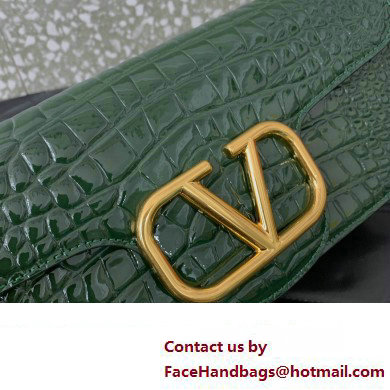 Valentino Loco Shoulder Bag In Croco Pattern Green 2023