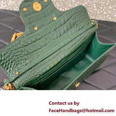 Valentino Loco Shoulder Bag In Croco Pattern Green 2023