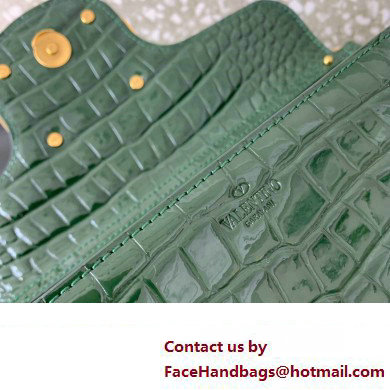 Valentino Loco Shoulder Bag In Croco Pattern Green 2023