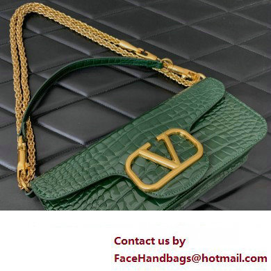 Valentino Loco Shoulder Bag In Croco Pattern Green 2023