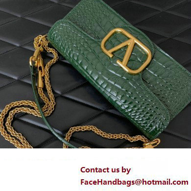 Valentino Loco Shoulder Bag In Croco Pattern Green 2023