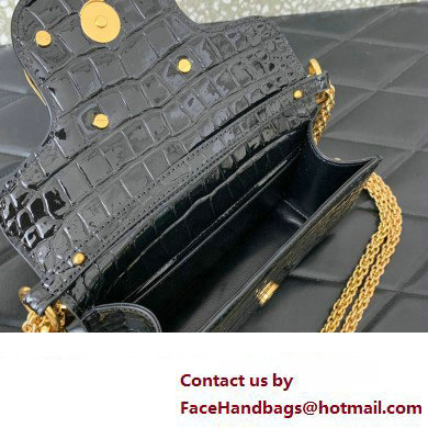 Valentino Loco Small Shoulder Bag In Croco Pattern Black 2023