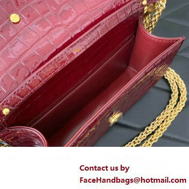 Valentino Loco Small Shoulder Bag In Croco Pattern Burgundy 2023