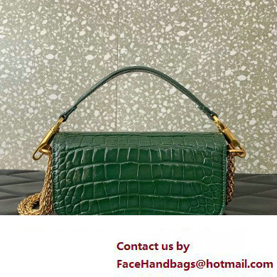 Valentino Loco Small Shoulder Bag In Croco Pattern Green 2023