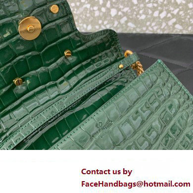 Valentino Loco Small Shoulder Bag In Croco Pattern Green 2023