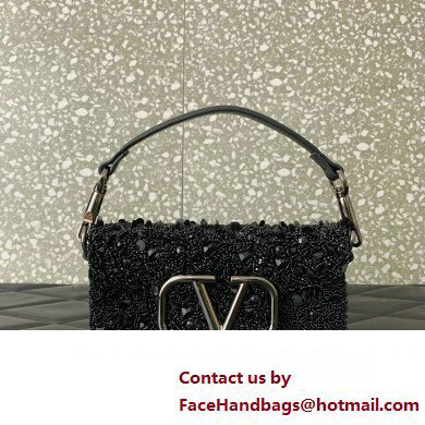 Valentino Loco Small Shoulder Bag in 3D Sequins Embroidery black 2023