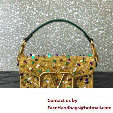 Valentino Loco Small Shoulder Bag in 3D Sequins Embroidery gold 2023