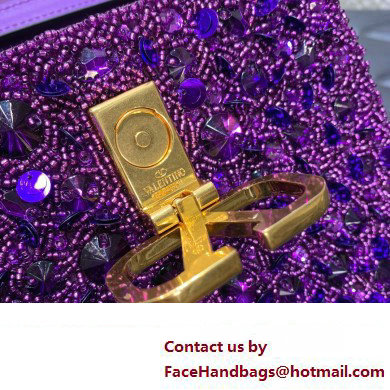 Valentino Mini VSling Bag in Beads 3D Embroidery with Crystals and Sequins purple 2023