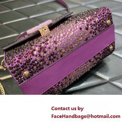 Valentino Mini VSling Bag with Sparkling Crystal Embroidery Purple 2023