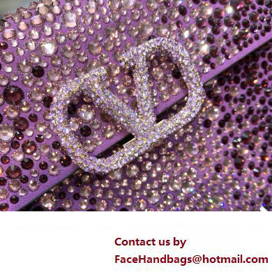 Valentino Mini VSling Bag with Sparkling Crystal Embroidery Purple 2023