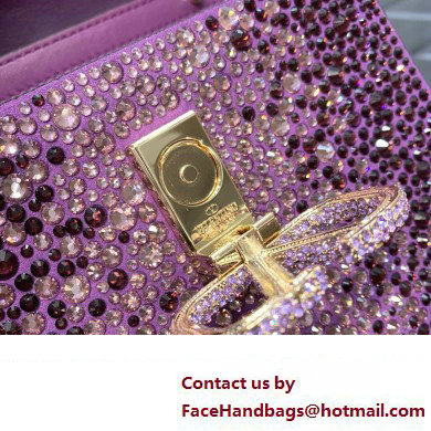 Valentino Mini VSling Bag with Sparkling Crystal Embroidery Purple 2023