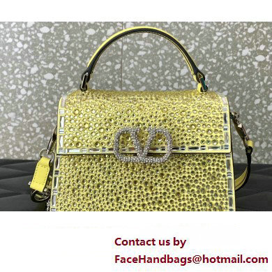 Valentino Mini VSling Bag with Sparkling Crystal Embroidery Yellow 2023