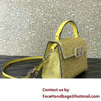 Valentino Mini VSling Bag with Sparkling Crystal Embroidery Yellow 2023